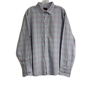 EUC UNTUCKik Alphonse Wrinkle-Free Button Down Shirt Men's XL Blue/Pink Check